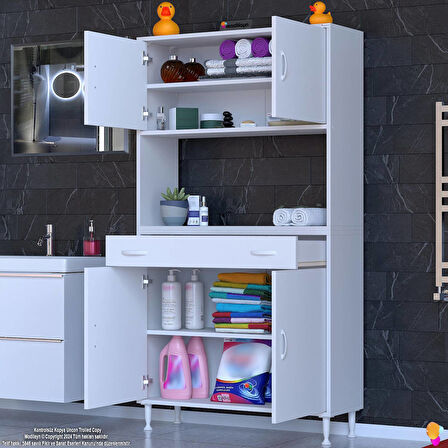 Modilayn ARDA Banyo Dolabı 100x173x32,5cm 1 çekmece 4 kapak ve 5 raflı İhtiyaca uygun kolay kurulum