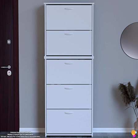 Modilayn VERVE Antre 72x194x26 cm’ lik 3 Düşer Kapak 10 Göz Bölmeli Ayakkabılık