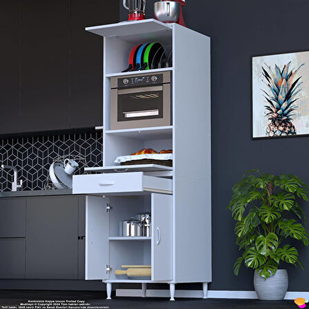 Modilayn ENNET: 60x194.6x56 cm Fırın, Ekmeklik Ve Kiler Dolabı 1 Çekmece, 4 Kapaklı Mutfağınıza Özel