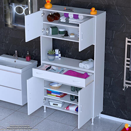 Modilayn ARDA Banyo Dolabı 100x173x32,5cm 1 çekmece 4 kapak ve 7 raflı İhtiyaca uygun kolay kurulum