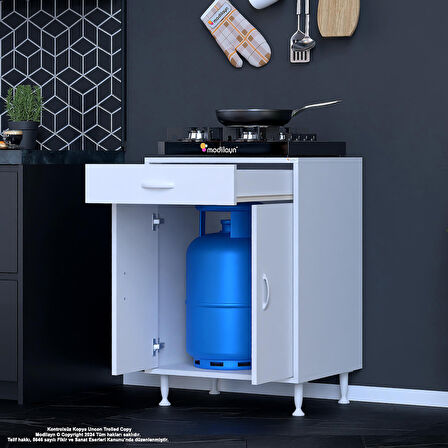 Modilayn Birce M Set Ocak Altı Dolap 60x88x56 cm Ölçülerinde 2 Kapaklı ve 1 Gözlü Tüp Bölmelidir