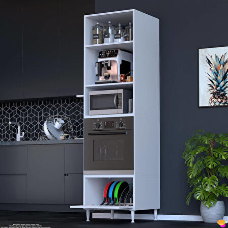 Modilayn AYQ (60x217x56 cm) Boyutunda Ankastre 1 Kapaklı Mini/Midi Mikrodalga Fırın Dolabı