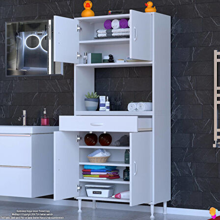 Modilayn ARDA Banyo Dolabı 70x173x32,5cm 1 çekmece 4 kapak ve 7 raflı İhtiyaca uygun kolay kurulum