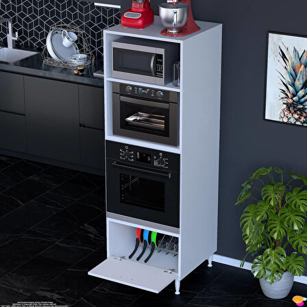 Modilayn ZERA Ankastre Dolap (60x185,9x56 cm): 1 Kapaklı Mini/Midi Mikrodalga Fırın Dolabı