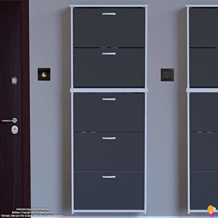 Modilayn VERVE Asma Kapı Önü 72x 194 x26 cm’lik 5 Düşer Kapak 10 Göz Bölmeli Ayakkabılık