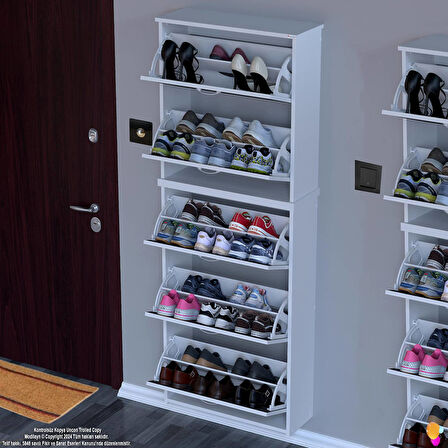 Modilayn VERVE Asma Kapı Önü 72x 194 x26 cm’lik 5 Düşer Kapak 10 Göz Bölmeli Ayakkabılık