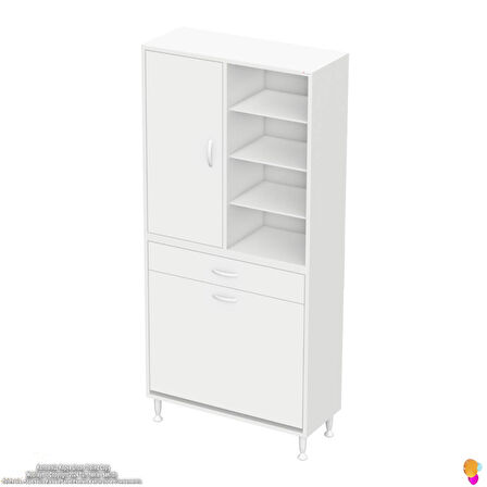 Modilayn AFRA 80x173x32,5cm 1 Çekmece, 2 Göz Sepet, 1 Kapak, 8 Raf Dar Alan Banyo Dolabı