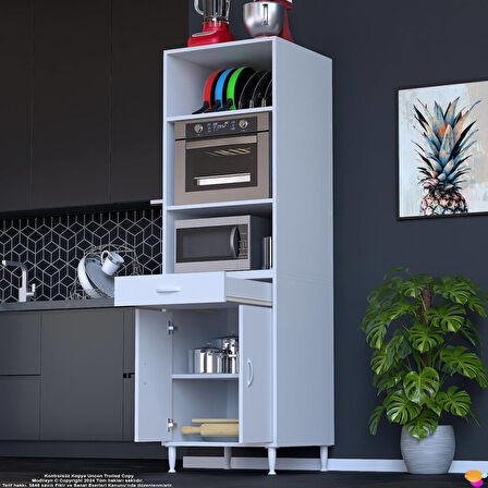Modilayn ENNET 60x194.6x48 cm Fırın / Mikrodalga Dolabı 1 Çekmece, 2 Kapaklı. Mutfağınıza Yer Açın!