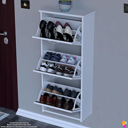 Modilayn WEST Asma Kapı Önü 52x116x26 cm’lik 3 Düşer Kapak 6 Göz Bölmeli Ayakkabılık