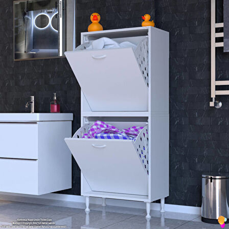 Modilayn İLKİM Modern Çamaşır Ünitesi, 55x138x32,5 cm Gizli 4 Göz Minimalist Akıllı Sepetli Dolap