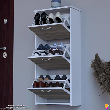 Modilayn WEST Asma Antre 52 x116x 26 cm’ lik 3 Düşer Kapak 6 Göz Bölmeli Ayakkabılık