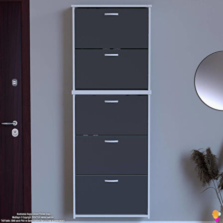 Modilayn VERVE Asma Antre 72x194x26 cm’ lik 5 Düşer Kapak 10 Göz Bölmeli Ayakkabılık