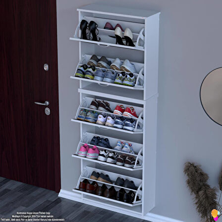 Modilayn VERVE Asma Antre 72x194x26 cm’ lik 5 Düşer Kapak 10 Göz Bölmeli Ayakkabılık