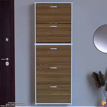 Modilayn VERVE Asma Antre 72x194x26 cm’lik 3 Düşer Kapak 10 Göz Bölmeli Ayakkabılık