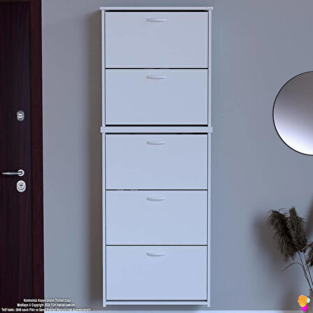 Modilayn VERVE Asma Antre 72x194x26 cm’ lik 3 Düşer Kapak 10 Göz Bölmeli Ayakkabılık