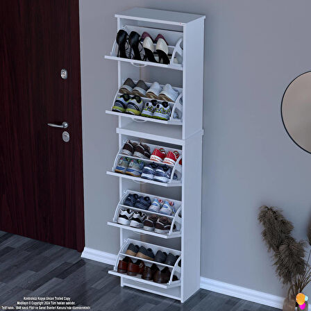 Modilayn VERVE Antre 52x194x26 cm’lik 3 Düşer Kapak 10 Göz Bölmeli Ayakkabılık