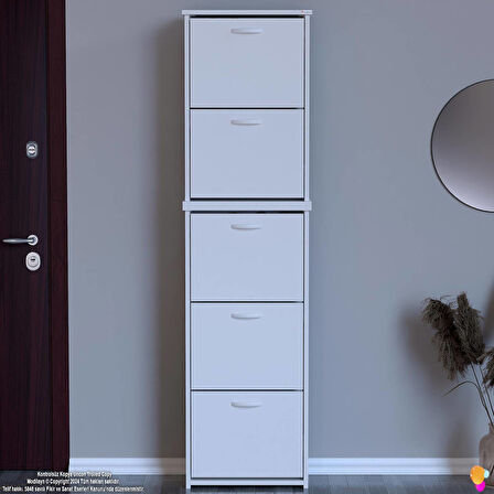 Modilayn VERVE Antre 52x194x26 cm’lik 3 Düşer Kapak 10 Göz Bölmeli Ayakkabılık