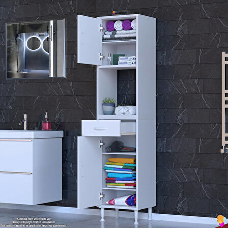 Modilayn ARDA Banyo Dolabı 45x173x32,5cm 1 çekmece 2 kapak ve 6 raflı İhtiyaca uygun kolay kurulum