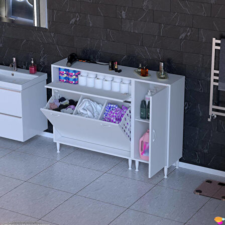 Modilayn YENİCE 130x97x32,5 cm 3 raflı ve 3 sepetli dolap ile çamaşırlarınız artık daha düzenli.