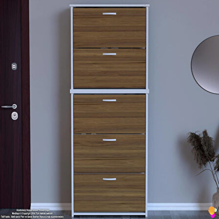 Modilayn VERVE Antre 72x194x26 cm lik 3 Düşer Kapak 10 Göz Bölmeli Ayakkabılık