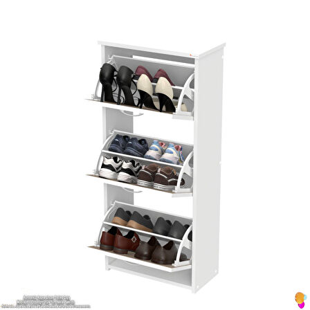 Modilayn WEST Antre 52x116x 26 cm’ lik 3 Düşer Kapak 6 Göz Bölmeli Ayakkabılık