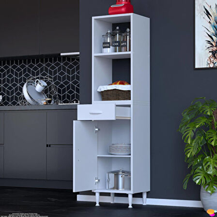 Modilayn VİO Fırın Dolabı (35x163,4x32.5 cm) Çekmeceli Kapaklı Mini/Midi Mikrodalga Mutfak Dolabı