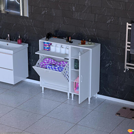 Modilayn YENİCE 105x97x32, 5 cm 3 raflı ve 3 sepetli dolap ile çamaşırlarınız artık daha düzenli