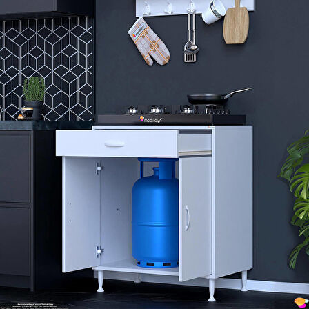 Modilayn DOQU XXL Set Ocak Altı Dolap 75x88x56 cm Ölçülerinde 2 Kapaklı ve 1 Gözlü Tüp Bölmelidir