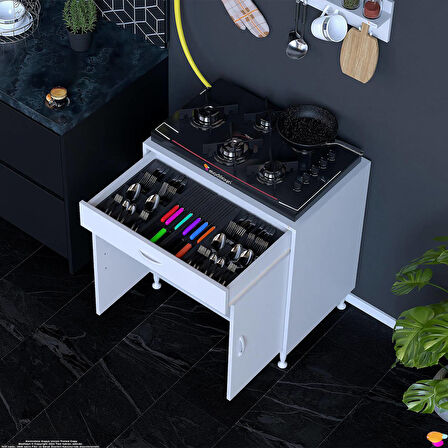 Modilayn DOQU XXL Set Ocak Altı Dolap 75x88x56 cm Ölçülerinde 2 Kapaklı ve 1 Gözlü Tüp Bölmelidir