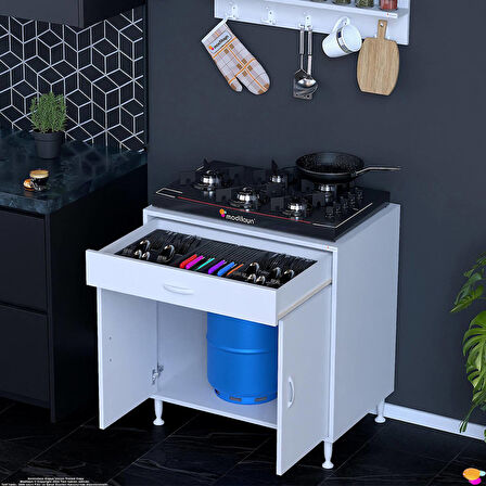 Modilayn DOQU XXL Set Ocak Altı Dolap 75x88x56 cm Ölçülerinde 2 Kapaklı ve 1 Gözlü Tüp Bölmelidir