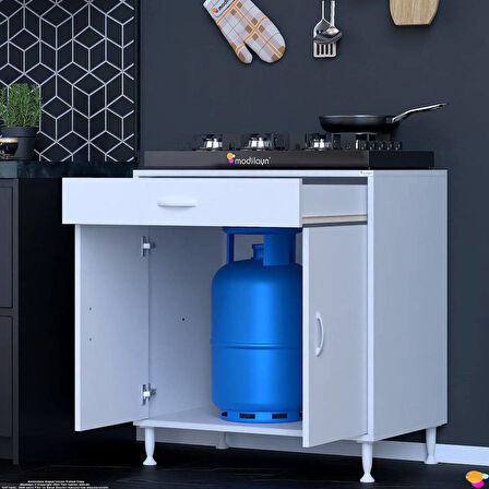 Modilayn DOQU XL Set Ocak Altı Dolap 70x88x56 cm Ölçülerinde 2 Kapaklı ve 1 Gözlü Tüp Bölmelidir