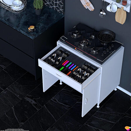Modilayn DOQU XL Set Ocak Altı Dolap 70x88x56 cm Ölçülerinde 2 Kapaklı ve 1 Gözlü Tüp Bölmelidir