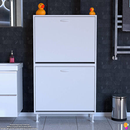 Modilayn İLKİM Modern Çamaşır Ünitesi, 75x138x32,5 cm Gizli 4 Göz Minimalist Akıllı Sepetli Dolap