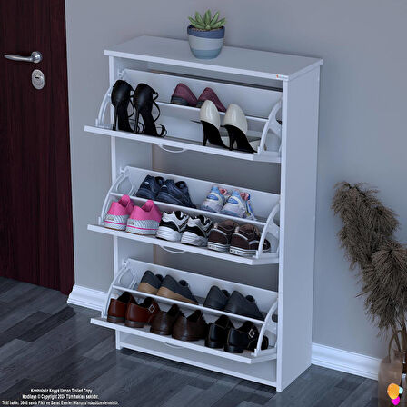 Modilayn WEST Antre 72x116x26 cm’ lik 3 Düşer Kapak 6 Göz Bölmeli Ayakkabılık