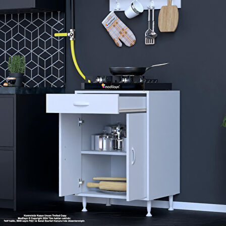 Modilayn Birce L Set Ocak Altı Dolabı 65x88x56 cm Boyutlarında 2 Kapak 1 Raf ve 2 Göz Bölmelidir