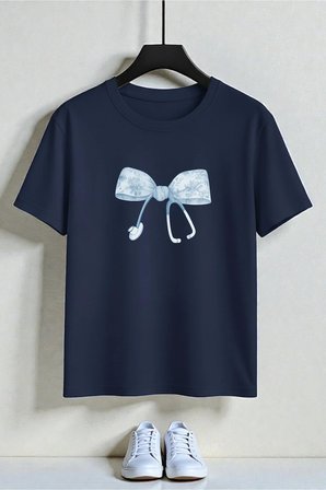 Unisex Fıyonk & Steteskop Baskılı Tasarım Tshirt