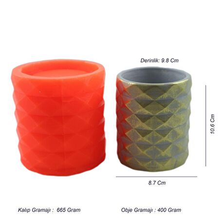 Geometrik Kristal Beton Saksı Silikon Kalıp - 102