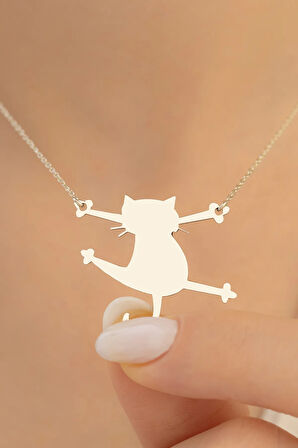 Kadın Kedi Model 925 Ayar Kadın Gümüş Kolye (14 ŞUBAT SEVGİLİLER GÜNÜ HEDİYESİ)