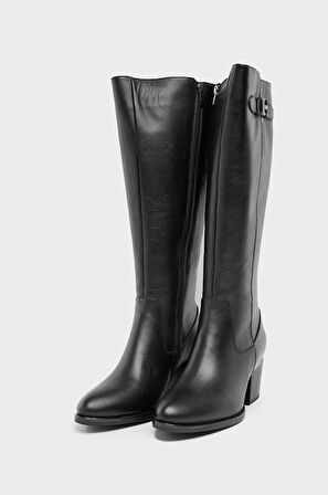 Hakiki Deri Fermuarlı Kadın Çizme