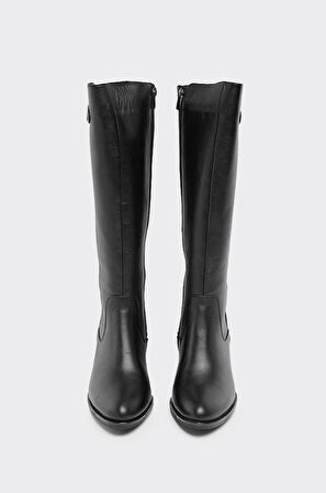 Hakiki Deri Fermuarlı Kadın Çizme