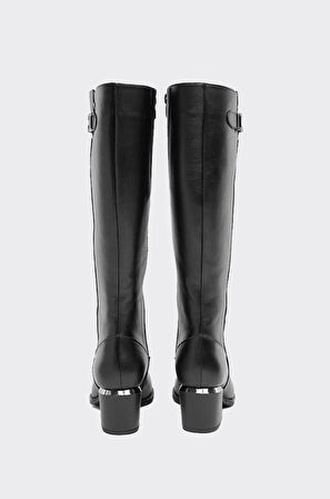 Hakiki Deri Fermuarlı Kadın Çizme