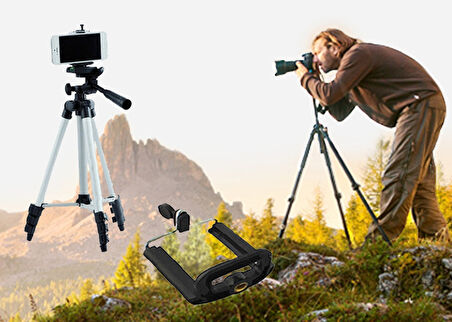 Periboia Tripod : Telefon ve Kamera Tutucu Ayak + Telefon Tutucu - 105Cm