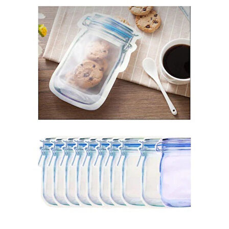 Periboia Kavanoz Görünümlü Kilitli Saklama Poşeti 620 ML (1 Adet )