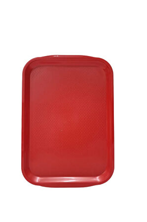 Periboia Büyük Boy Kırmızı Plastik Servis Tepsisi  Kırılmaz Lokanta Büfe Fast Food Kullanım ( 53 x37 Cm)