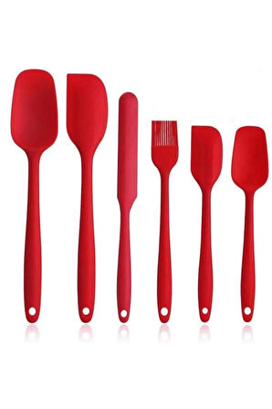 Periboia 6 lı Set Yanmaz Yapışmaz Mutfak Pasta Slikon Yumurta Fırçası Kaşık Bıçak Spatula Seti