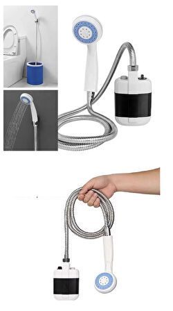 Periboia USB Şarjlı El Duş Pompası Taşınabilir Kamp Seyahat Banyo Su Pompası Başlık Hortum Seti