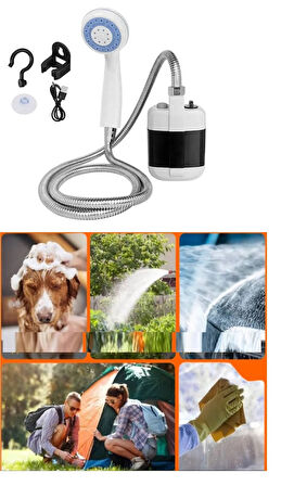 Periboia USB Şarjlı El Duş Pompası Taşınabilir Kamp Seyahat Banyo Su Pompası Başlık Hortum Seti
