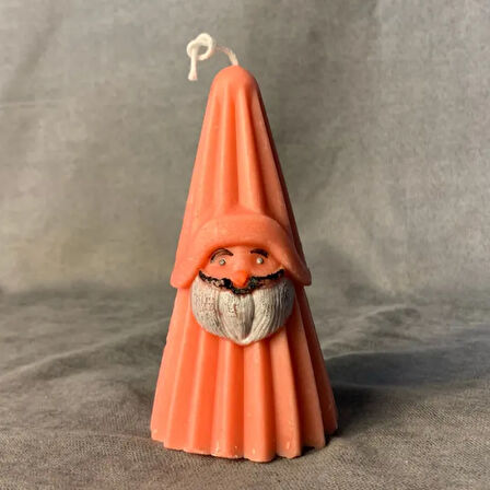 Uretti - Ayşe 7362 - El Yapımı Noel Baba Detaylı Pembe Mum - 6 x 12 cm