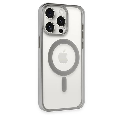 Apple iPhone 15 Pro Max Kılıf Erozi Magsafe Kapak - Gümüş