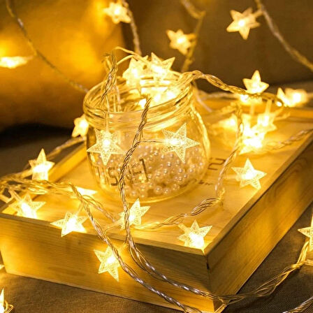 ct stones 20 Adet Mini Yıldız Led 5 Metre Günışığı Rengi Dekoratif Led